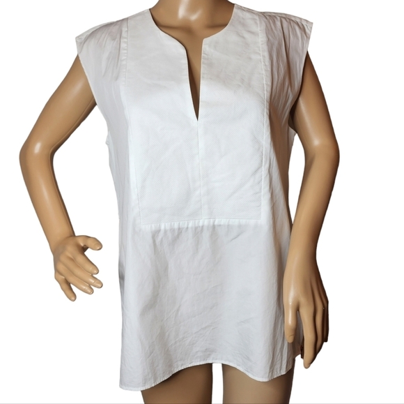 J. Crew Sleeveless side-zip top. White.  Cotton. Size 8. - Picture 1 of 15
